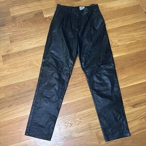 EREZ vintage 100% leather black pants size 12
